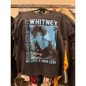 Whitney Houston My Love Is Your Love Graphic T-Shirt Black Blue Womens Large